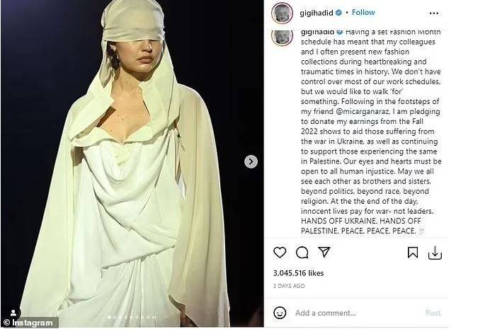 Dünyaca ünlü Filistin model Gigi Hadid İsrail’e karşı ilk 3 gün sustu! Hayranları bu fotoğrafı görünce önce şaşırdı sonra bıraktığı notu okudu 1