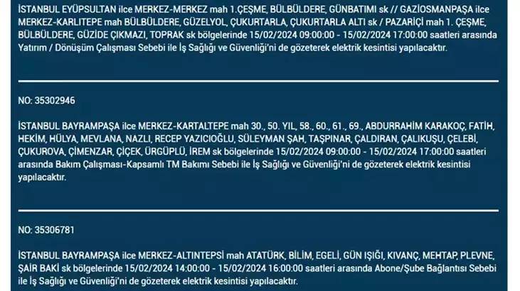 İstanbullular dikkat: İşte elektrik kesintisinin yaşanacağı ilçeler ve saatler... 13