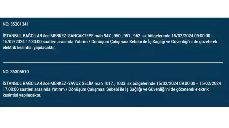 İstanbullular dikkat: İşte elektrik kesintisinin yaşanacağı ilçeler ve saatler... 8