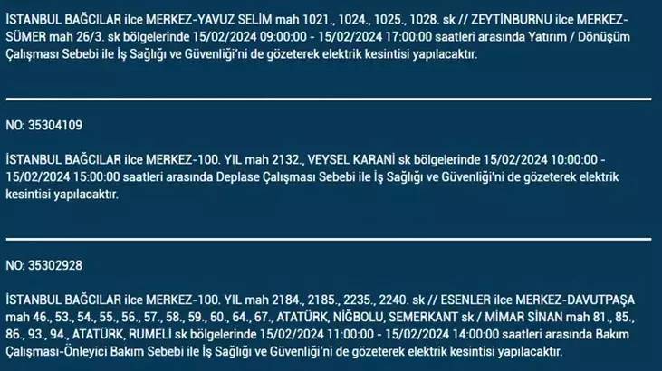 İstanbullular dikkat: İşte elektrik kesintisinin yaşanacağı ilçeler ve saatler... 5