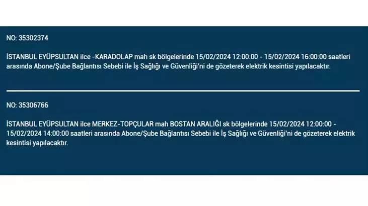 İstanbullular dikkat: İşte elektrik kesintisinin yaşanacağı ilçeler ve saatler... 15