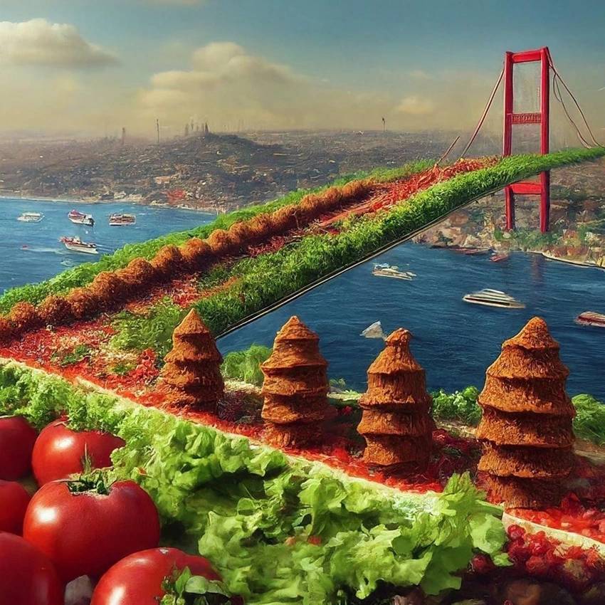 Yapay zeka İstanbul'u dev bir baklavaya dönüştürdü 6