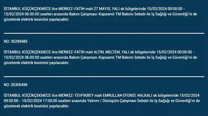 İstanbullular dikkat: İşte elektrik kesintisinin yaşanacağı ilçeler ve saatler... 32
