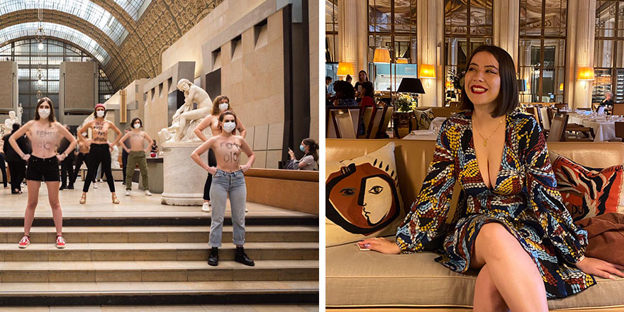 Üniversite öğrencisini dekoltesi olduğu için müzeye almamışlardı! FEMEN'den baskın geldi
