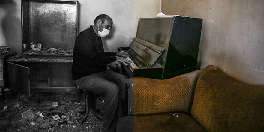 Ermenistan'ın saldırısıyla evi yıkıldı ama o piyano çalmaya devam etti