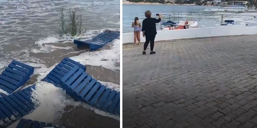 İzmir'de 6.6 büyüklüğündeki depremin ardından deniz seviyesi yükseldi