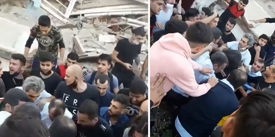 İzmir depreminde yıkılan bir binada 3 kişi yaralı kurtarıldı