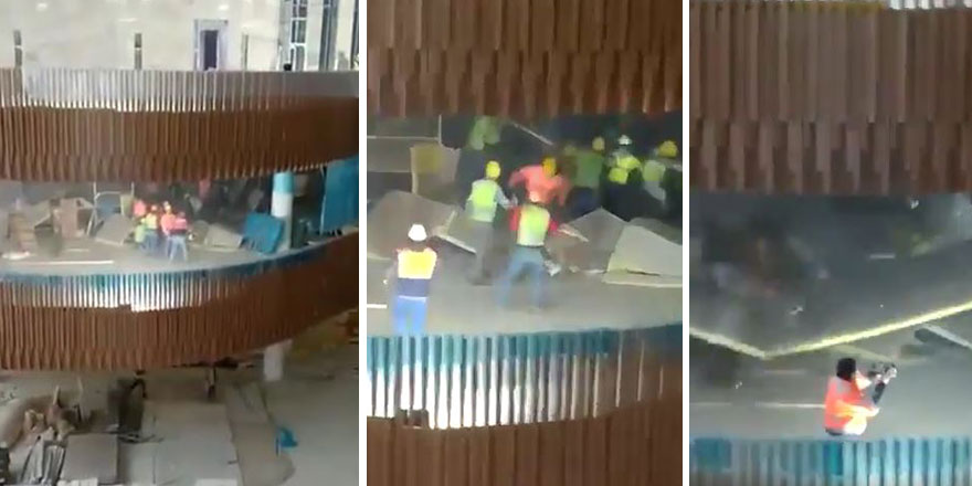 Atatürk Kültür Merkezi inşaatında korku dolu anlar saniye saniye görüntülendi