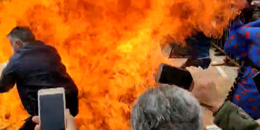 Van'daki Nevruz kutlamalarında korku dolu anlar! Bir anda alev aldı 