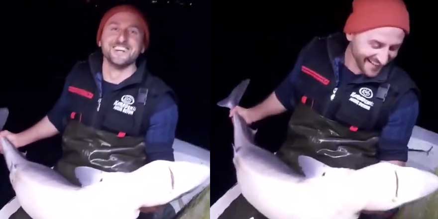 Karadenizlinin köpek balığı ile dostluğu