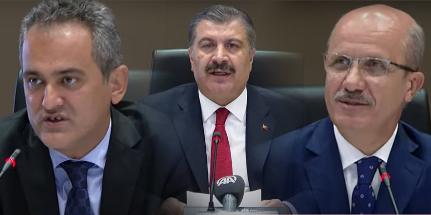 Sağlık Bakanı Koca, MEB Özer ve YÖK Başkanı Erol Özvar ortak açıklamada bulundu.