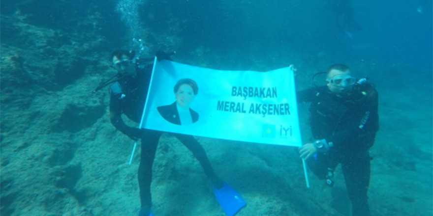 38 Metre derinlikte 'Başbakan Meral Akşener' dövizi açtılar