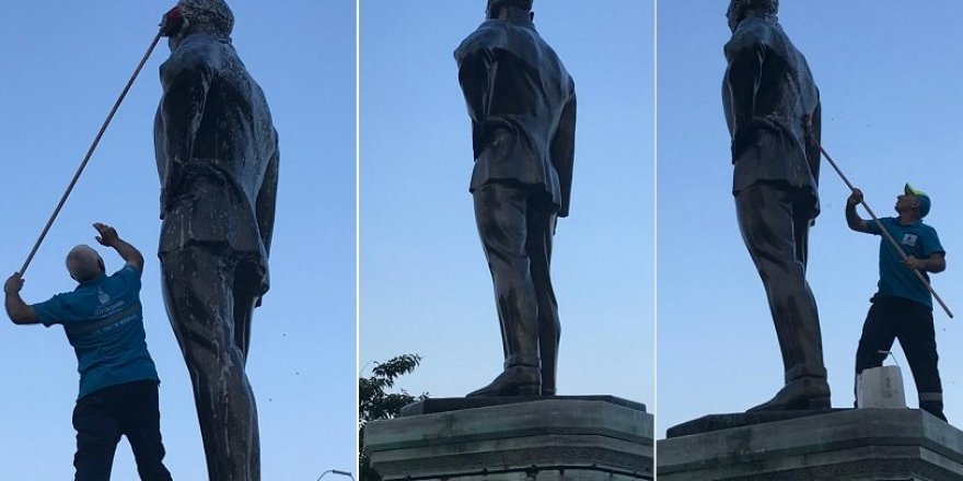 İBB, ilk Atatürk anıtını temizledi
