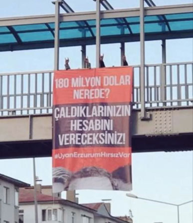 "Uyan Erzurum hırsız var" pankartı! Taşkesenlioğlu'ndan 180 milyon doların hesabı soruldu
