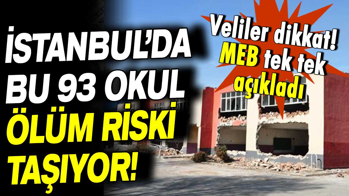 Veliler dikkat! MEB tek tek açıkladı: İşte İstanbul’da ölüm riski taşıyan 93 okul!