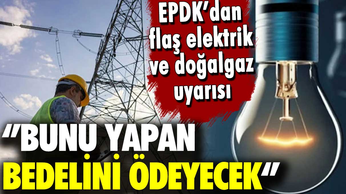 EPDK'dan flaş elektrik ve doğalgaz duyurusu: Bunu yapan bedelini ağır öder