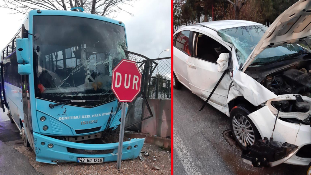 Halk otobüsü otomobille çarpıştı: 1 yaralı