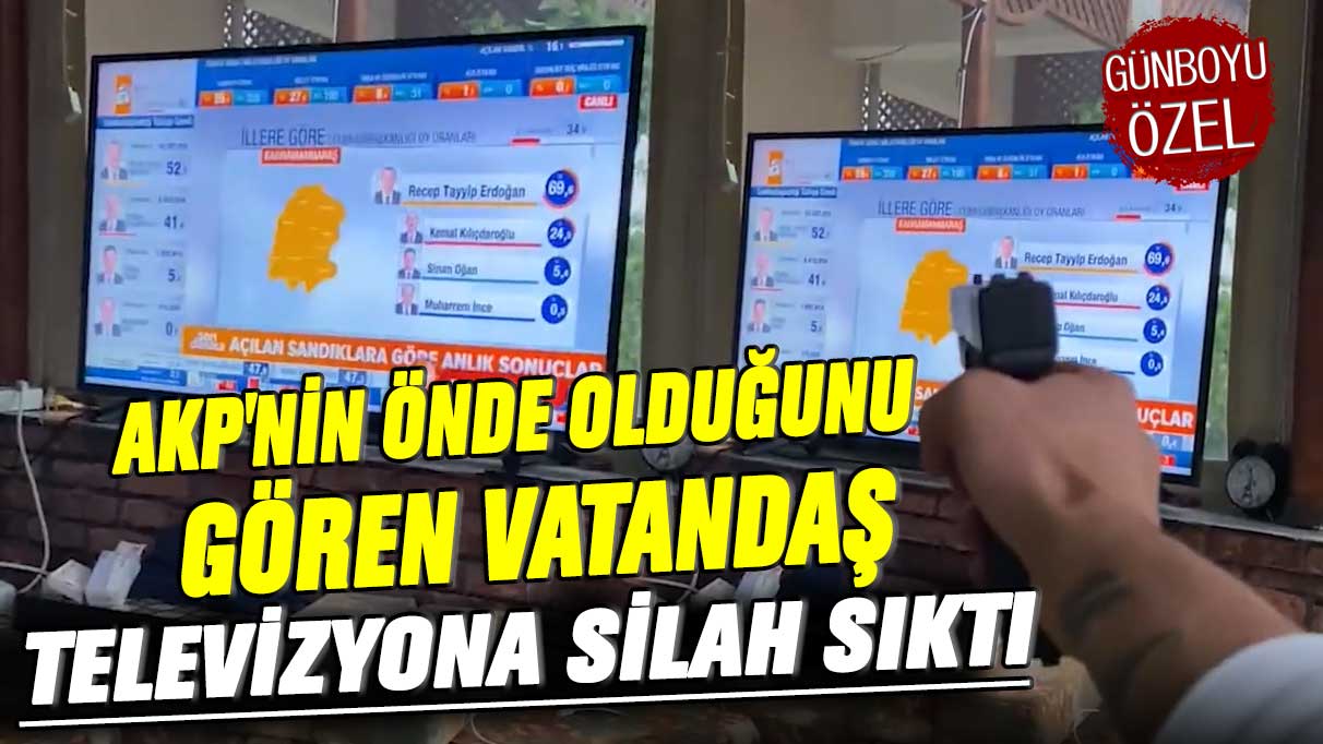 AKP'nin önde olduğunu gören vatandaş televizyona silah sıktı