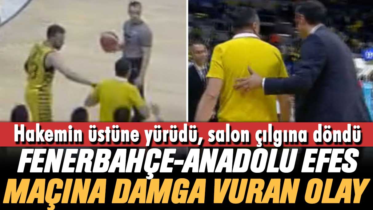 Fenerbahçe-Anadolu Efes maçına damga vurdu: Hakemin üstüne yürüdü, salon çılgına döndü