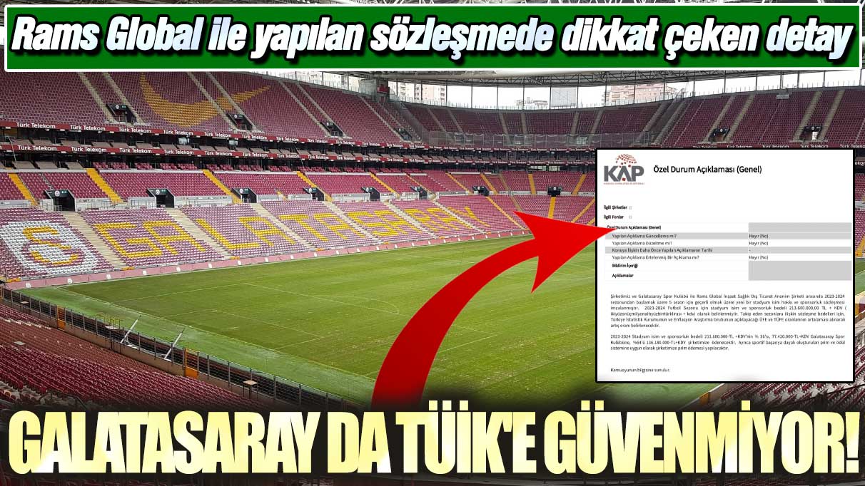 Rams Global ile yapılan sözleşmede dikkat çeken detay: Galatasaray da TÜİK'e güvenmiyor!