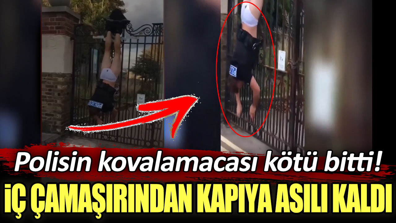 Polisin kovalamacası kötü bitti: İç çamaşırından kapıya asılı kaldı