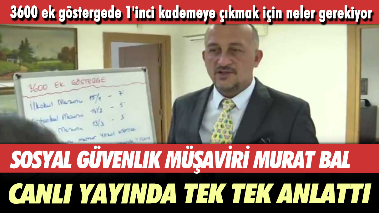 Sosyal Güvenlik Müşaviri Murat Bal anlattı:  3600 ek göstergede 1'inci kademeye çıkmak için neler gerekiyor