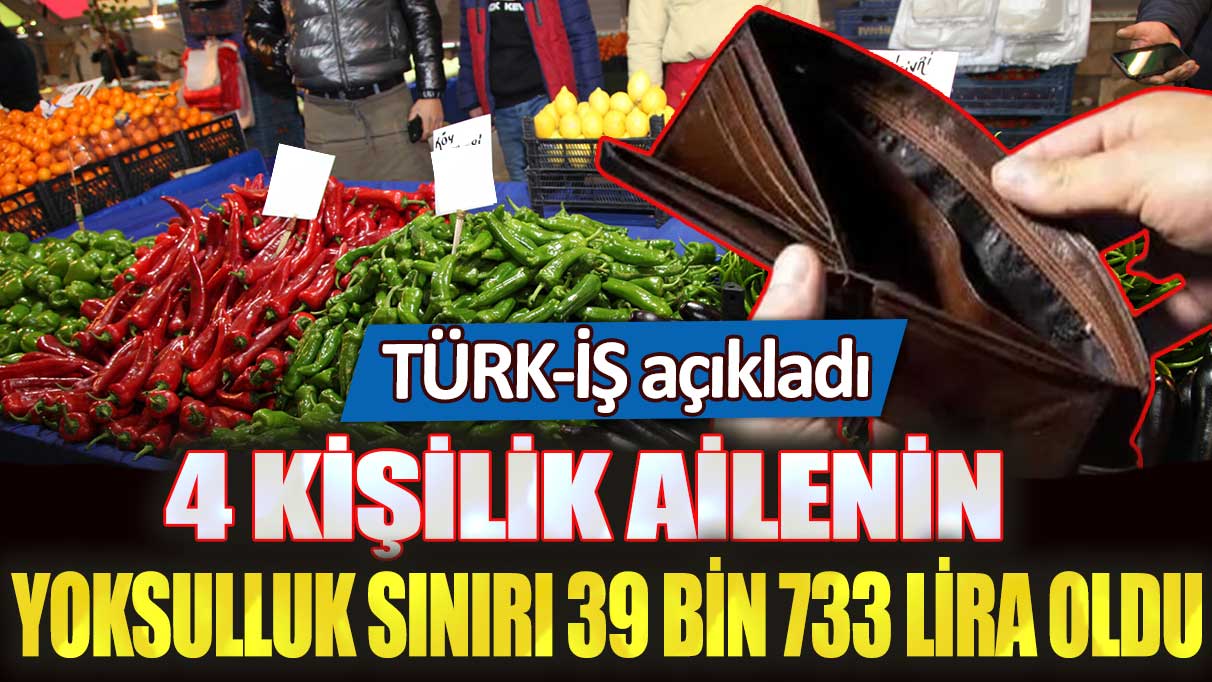 TÜRK-İŞ açıkladı: 4 kişilik ailenin yoksulluk sınırı 39 bin 733 lira oldu