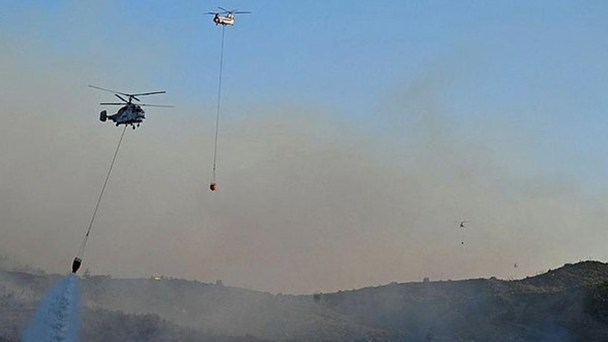 İzmir’de orman yangınına müdahale eden helikopter baraja düştü