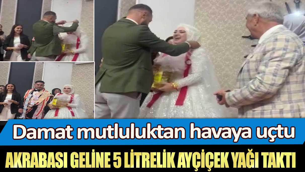 Erzincan’da damat mutluluktan havaya uçtu: Akrabası geline 5 litrelik Ayçiçek yağı taktı