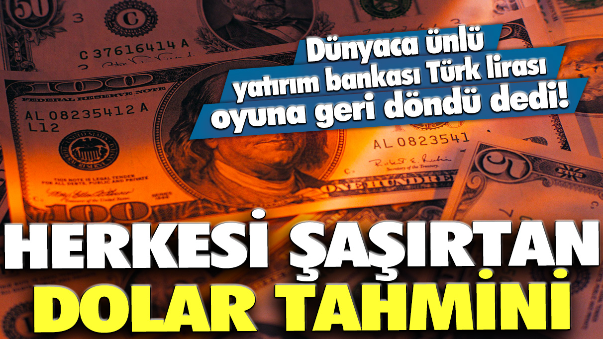 Dünyaca ünlü yatırım bankası Türk lirası oyuna geri döndü dedi! Herkesi şaşırtan dolar tahmini