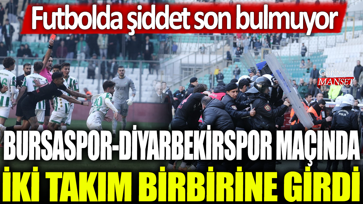 Bursaspor-Diyarbekirspor maçında iki takım birbirine girdi: Futbolda şiddet son bulmuyor