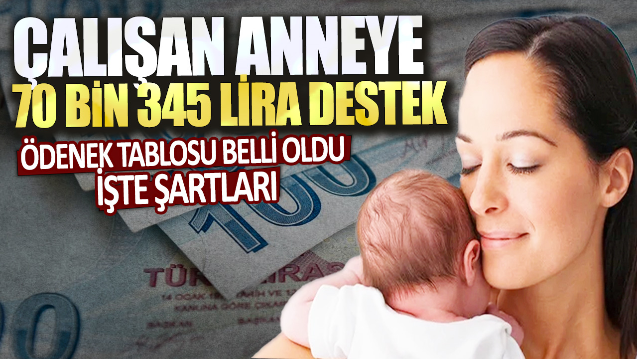 Çalışan anneye 70 bin 345 lira destek: Ödenek tablosu belli oldu! İşte şartları...