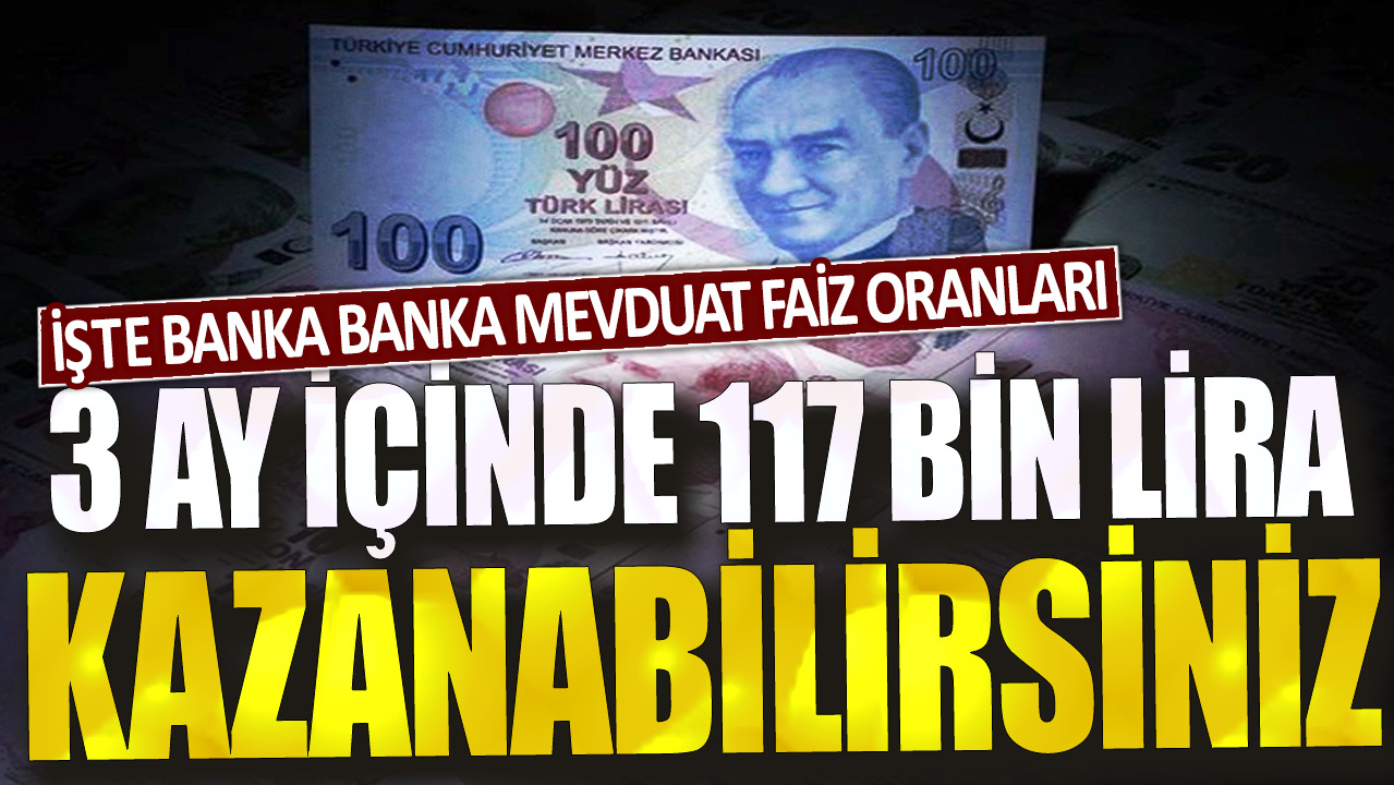 3 Ay içinde 117 bin lira kazanabilirsiniz: İşte banka banka mevduat faiz oranları...