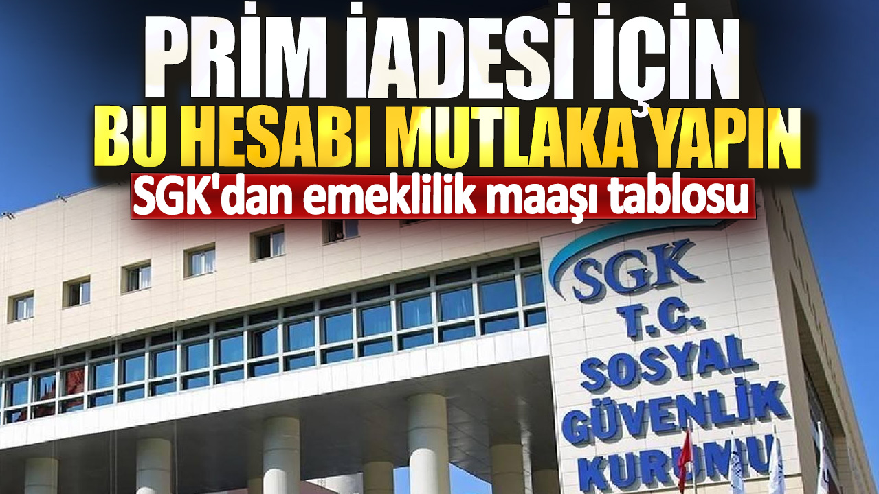 SGK'dan emeklilik maaşı tablosu! Prim iadesi için bu hesabı mutlaka yapın