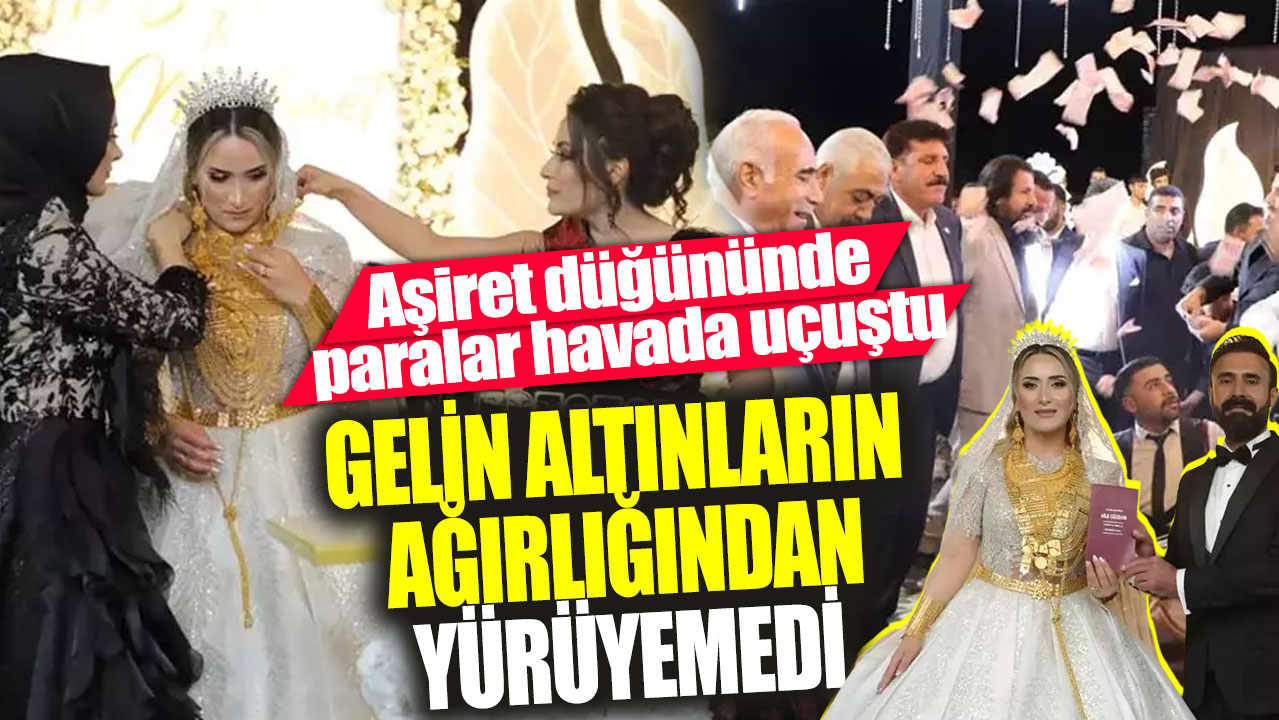 Gelin altınların ağırlığından yürüyemedi! Aşiret düğününde paralar havada uçuştu