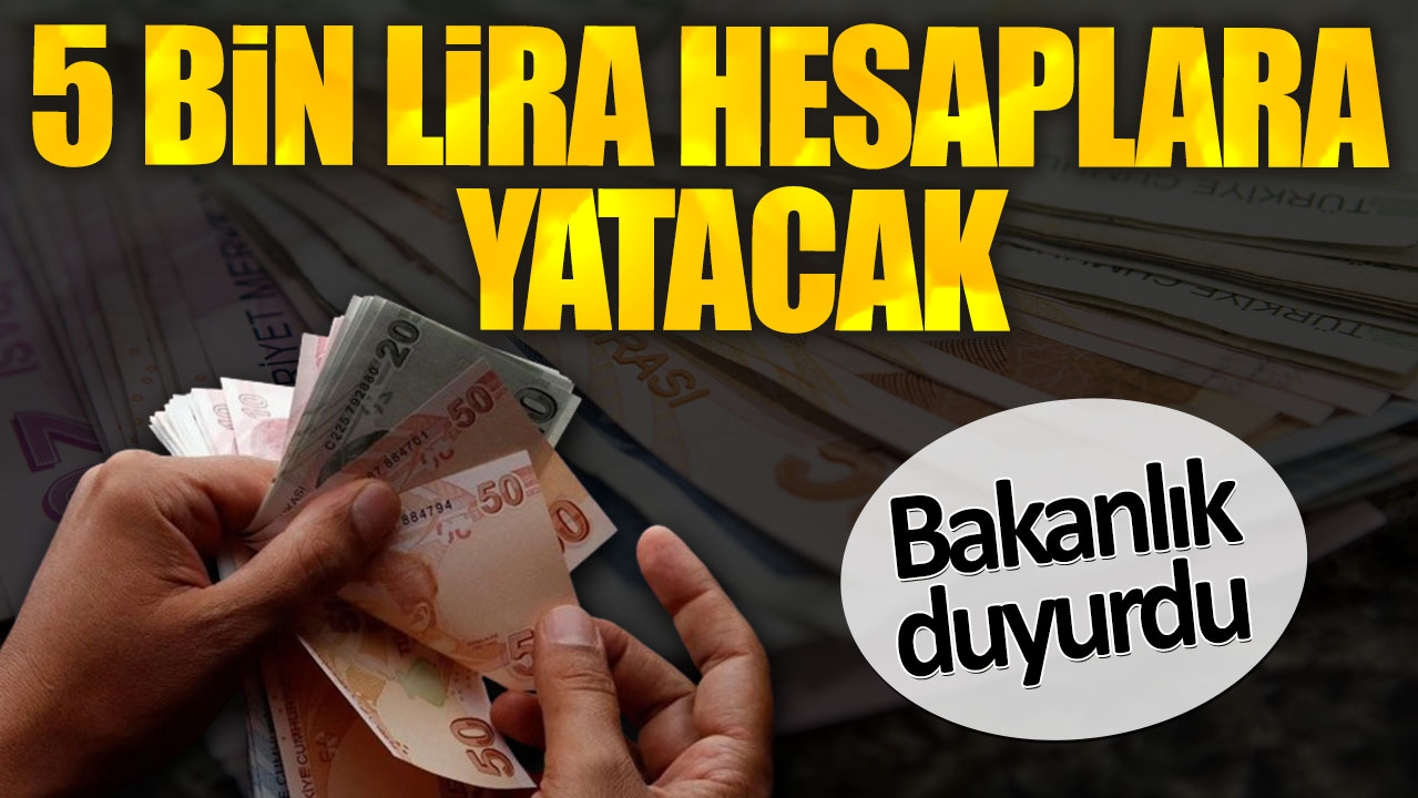 5 bin lira hesaplara yatacak. Bakanlık duyurdu