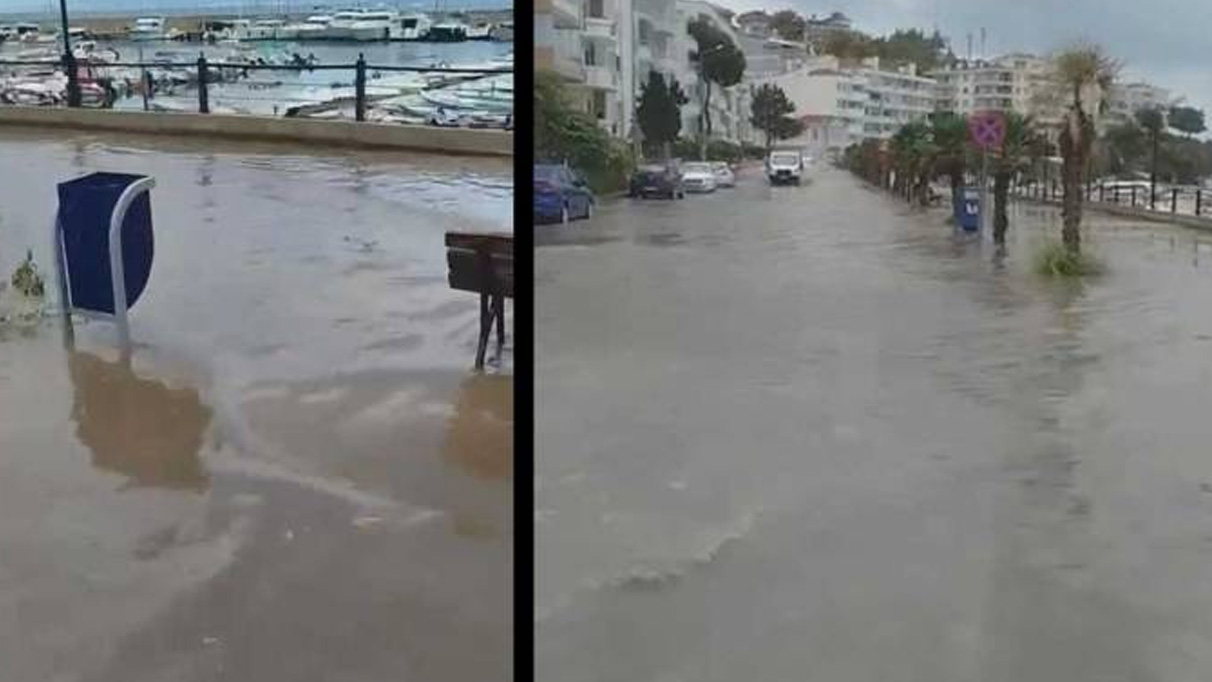 Mudanya'da sağanak yağış sahil yolunu göle çevirdi