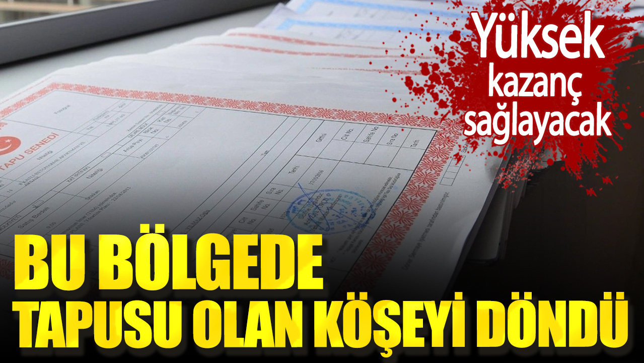 Bu bölgede tapusu olan köşeyi döndü. Yüksek kazanç sağlayacak