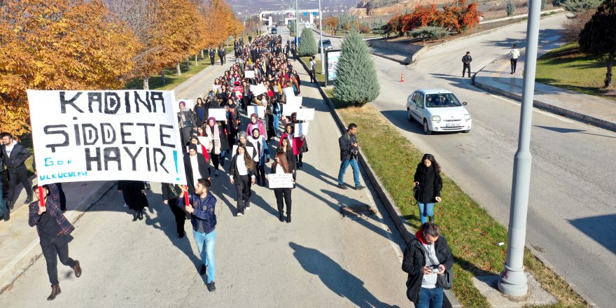 Öğrenciler kadın şiddetine karşı yürüdüler