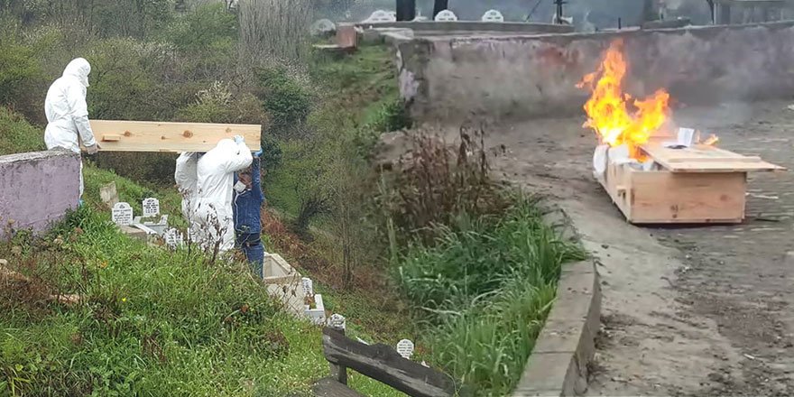 Zonguldak'ta cenazeden sonra tabutu yaktılar!