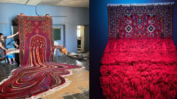 Kilim desenlerini modern sanatla birleştirdi