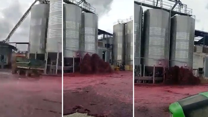 İspanya'da şarap tankı patladı! Her yer kırmızıya boyandı