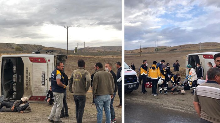 Yozgat'ta belediye otobüsü devrildi! 16 yaralı