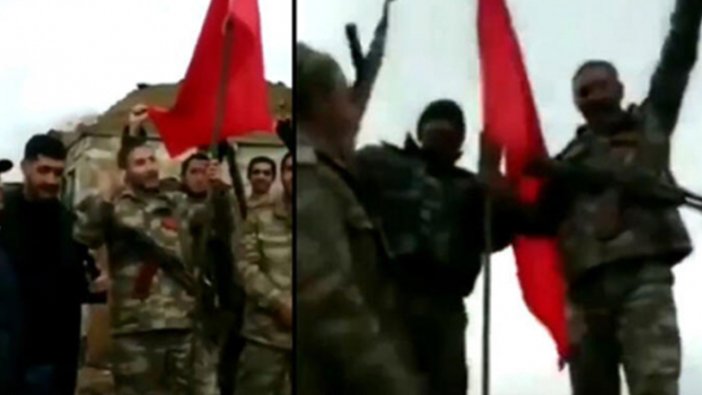 Azerbaycan'da askerler Karabağ’a Türk bayrağı dikti