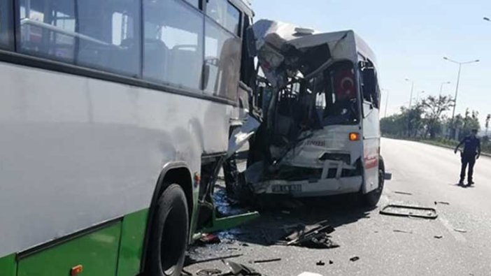 Kayseri’de belediye otobüsü, halk otobüsüne çarptı: 2 yaralı