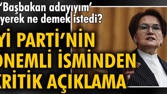 Akşener 'Ben başbakan adayıyım' diyerek ne demek istedi? İYİ Parti'nin önemli isminden kritik açıklama