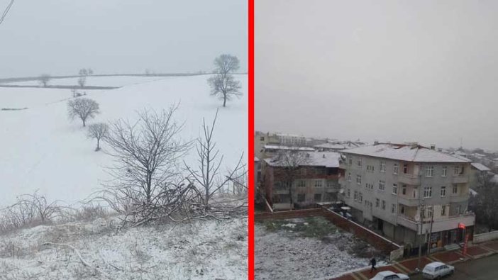 Tokat Erbaa'da yılın ilk karı ilçe merkezini beyaza bürüdü!
