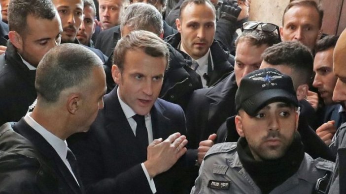 Emmanuel Macron İsrail polisi ile tartıştı