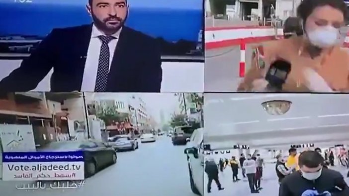 Lübnan'da muhabir canlı yayında yere yığıldı