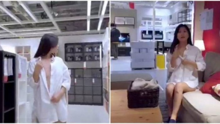 Çinli kadından IKEA mağazasında şok görüntüler